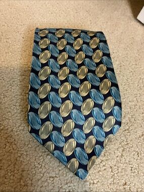 Valentino Cravatte Vintage 100% Silk Geometric Ovid Pattern Tie Made in Italy👵MT